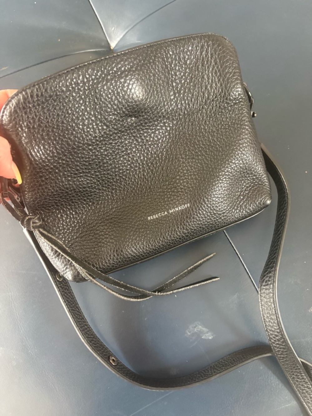 Rebecca Minkoff Black Pebbled Leather Mini Crossbody